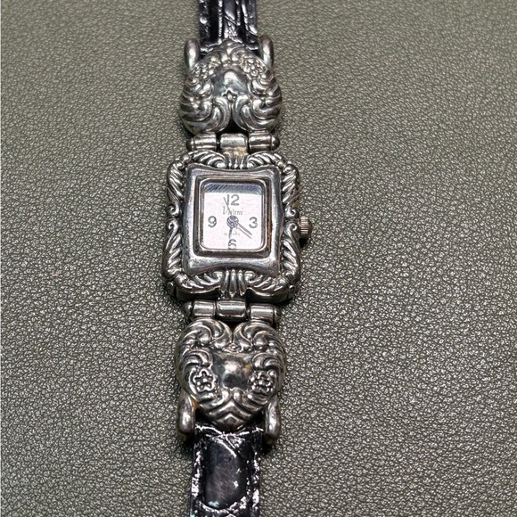 Silver Women's Watch with Black Strap - Picture 1 of 6